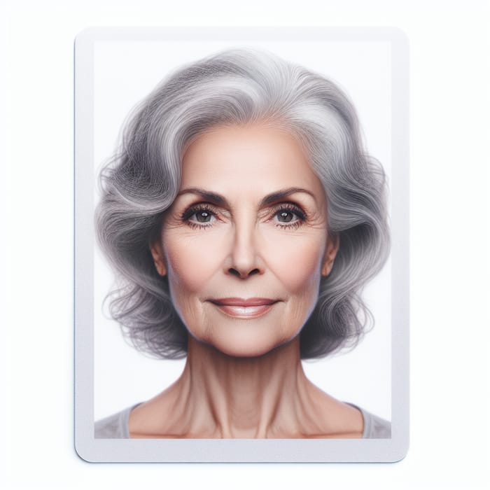 Beautiful 60-Year-Old Woman - Passport Style Portrait Photo