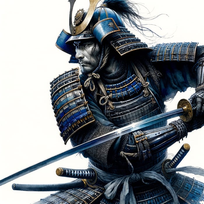 Samurai Warrior Watercolor Print | Traditional Japanese Art
