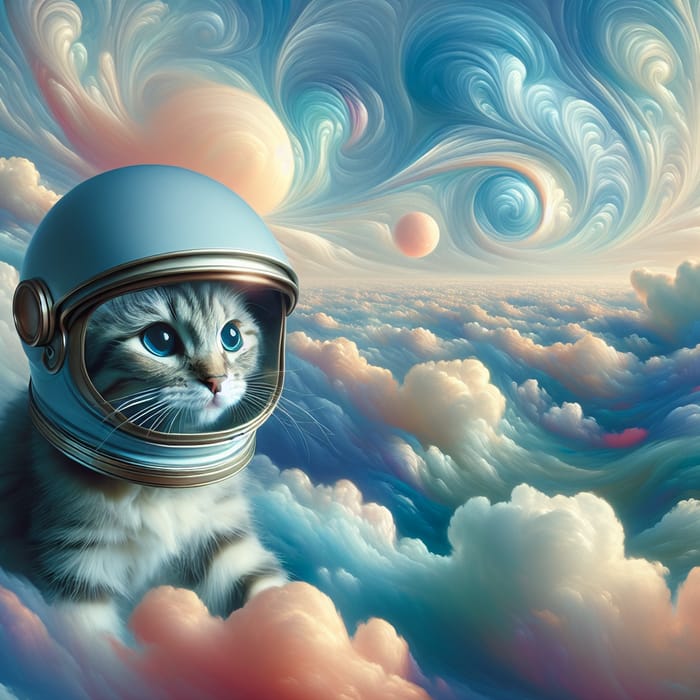 Astronaut Cat in Dreamy Sky Exploration