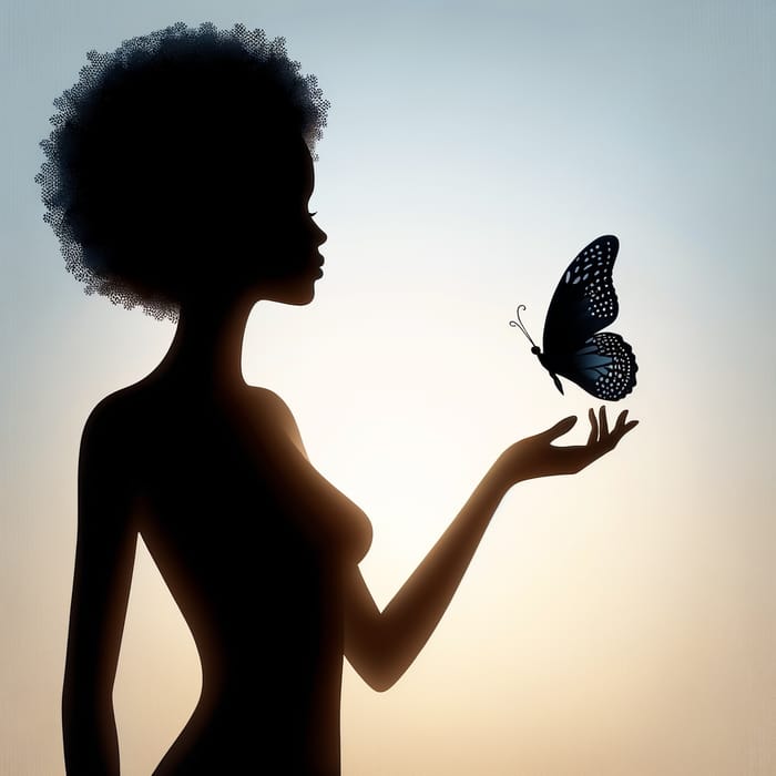 Empowering Black Woman: Survivor Silhouette with Butterfly