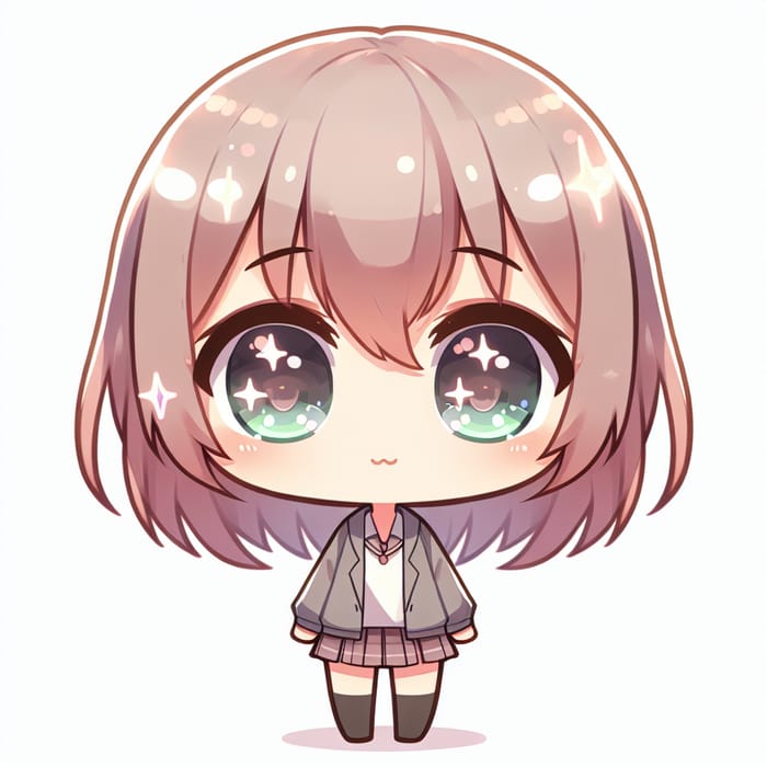 Cute Chibi-Style Anime Character with Sparkling Eyes