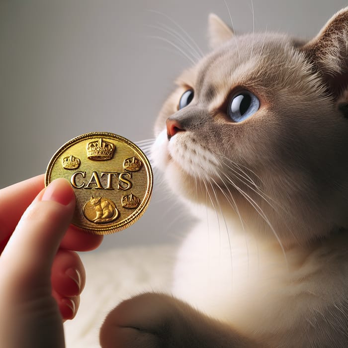 Cat Holding Gold Coin - Symbol of Wealth | YourWebsite