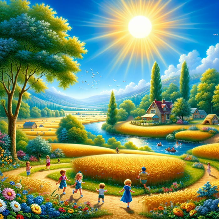 Bask in a Sunny Summer Day: Charming Countryside Scene