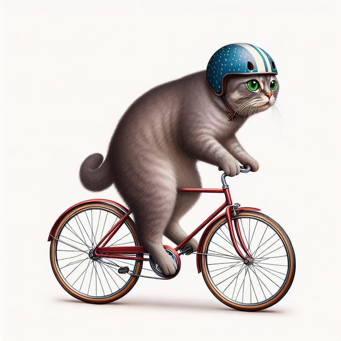 Cat on Bicycle in White Background | Playful Feline Charm