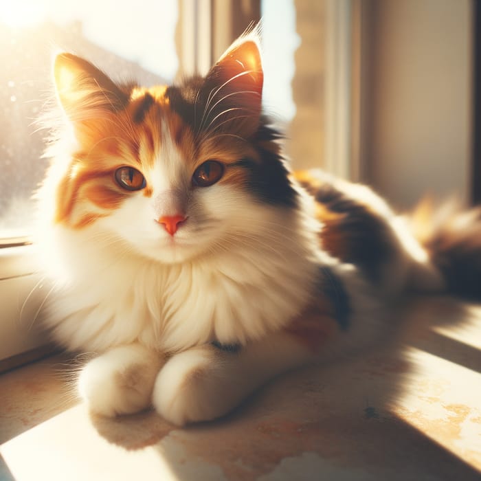 Calico Cat Basking in Sunlight | Unique Patchwork Fur Beauty