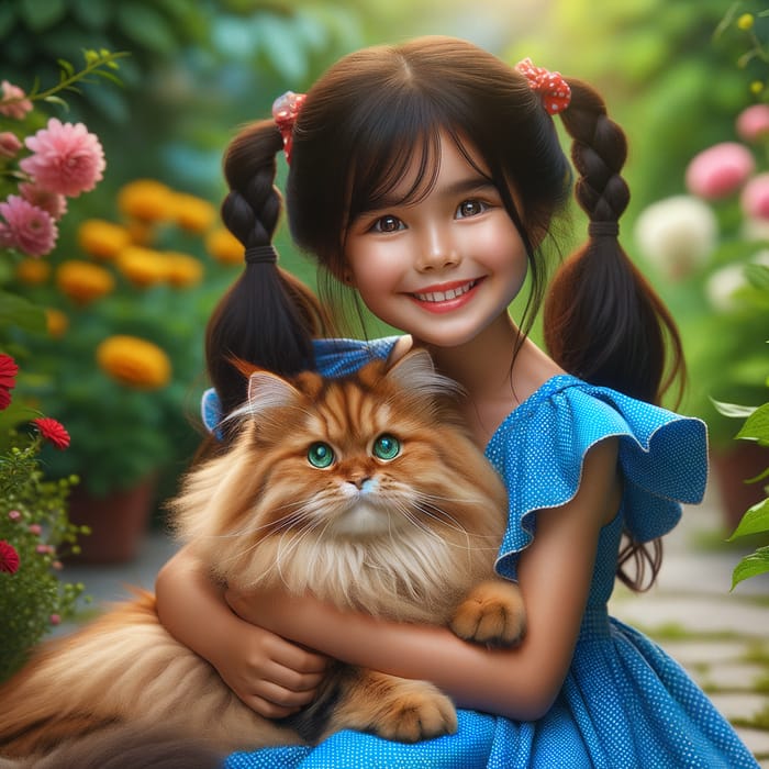 Enchanting South Asian Girl with Red Cat