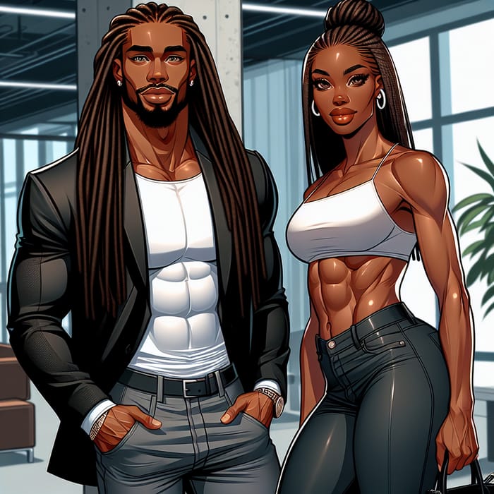 Tall Black Man and Confident Woman: Modern Power Couple Portrait