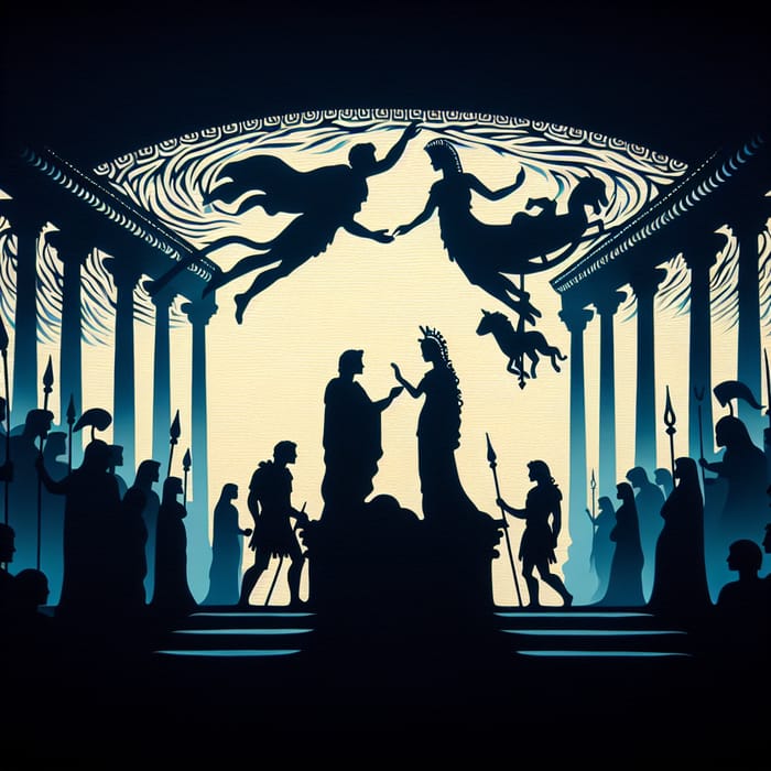 Ancient Greek Mythology Silhouettes: Paris Abducting Helena