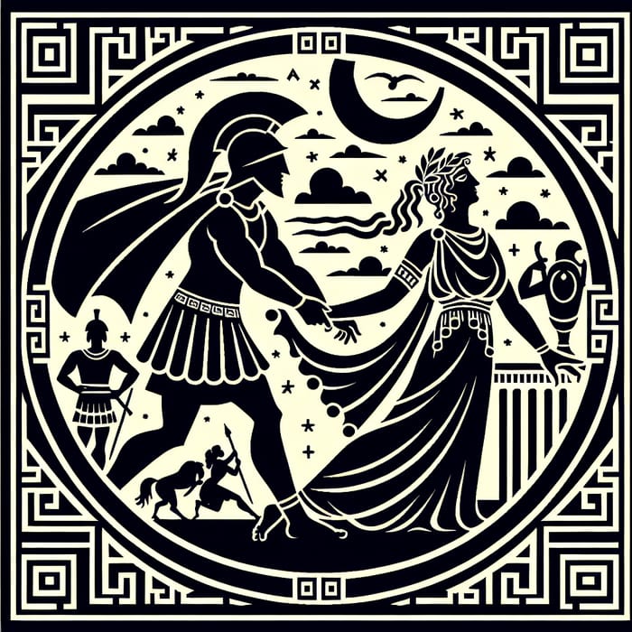 Abduction Scene in Ancient Greek Art Silhouettes