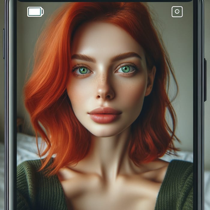 Vibrant Green-Eyed Redhead's Captivating Selfie