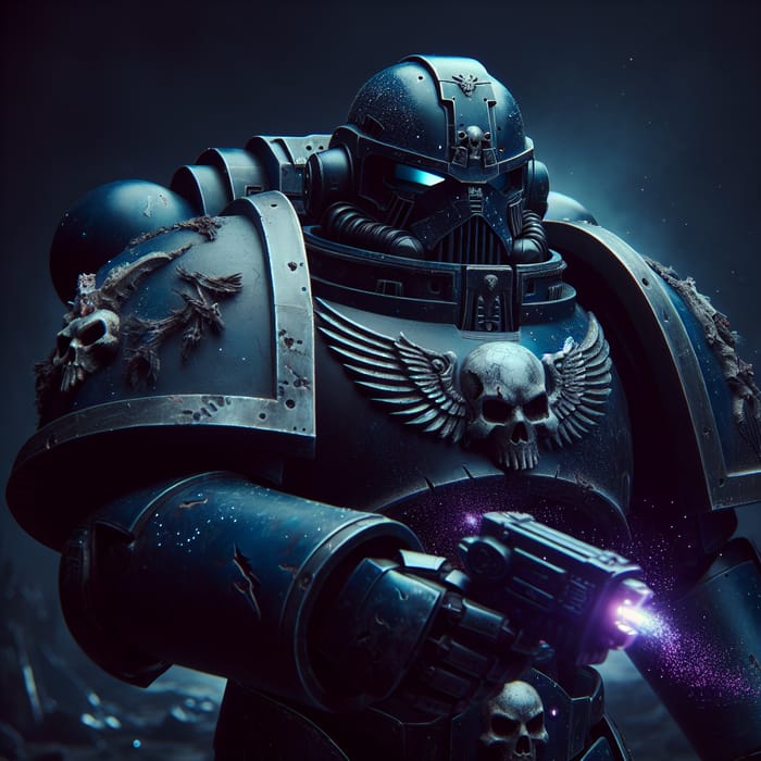 Night Lords Chaos Space Marine - Armored Soldier in Midnight Blue | Futuristic Soldier