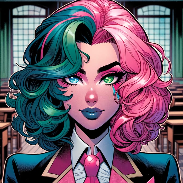 Comic Panel Portrait of Unique Female-Hero Character
