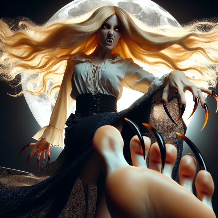Vampire Girl with Golden Hair | Dynamic Posture, Long Toenails