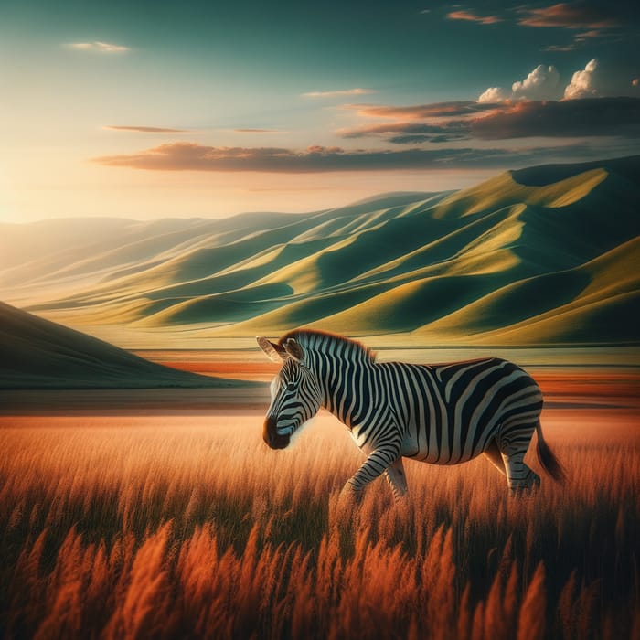 Serenity of Zebra Amidst Scenic Landscape