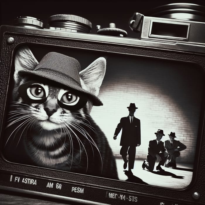 Sneaky Cat in High Contrast Film Noir Scene