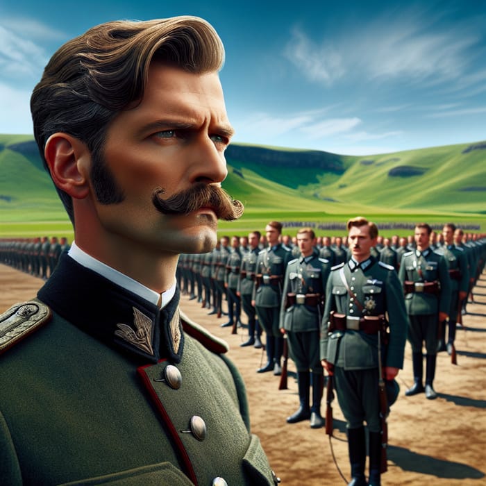 Austrian Officer Leading German Soldiers | Mustached Commander