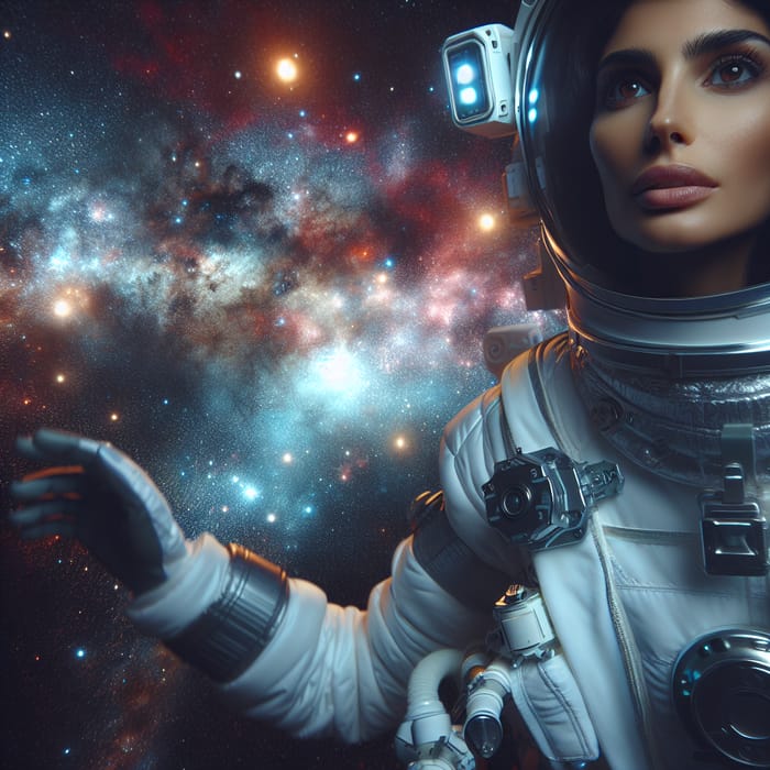 Astronaut Woman Wandering in Space