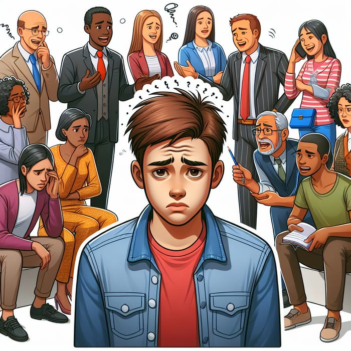 Cartoon Teenager with Emotional Burnout