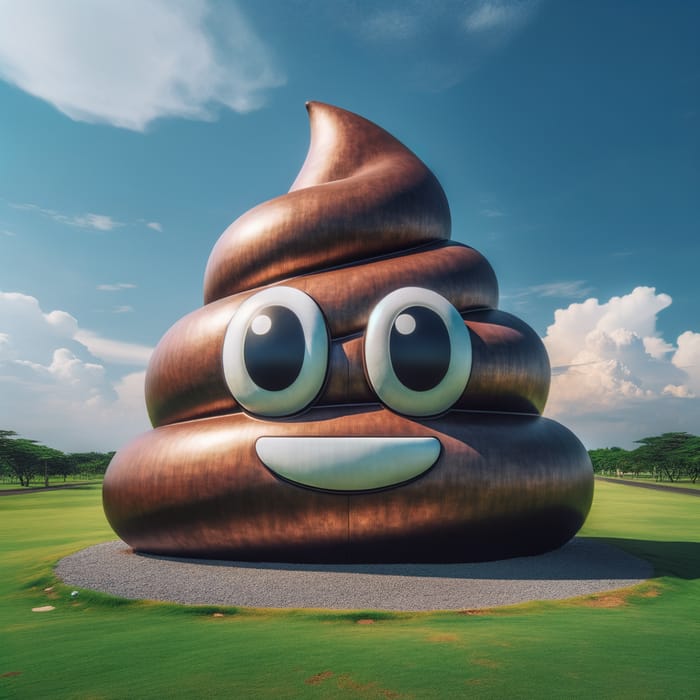 Giant Poop Emoji Sculpture on Grassy Park | Artsy Faux-Bronze Look