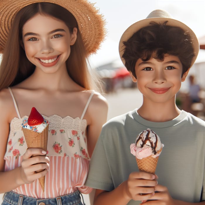 Summer Joy: Kids Delighting in Ice Cream Treats Under the Sun