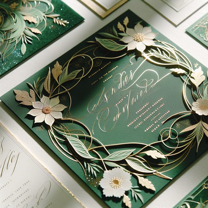 Emerald Green Wedding Invitations - Luxurious Design