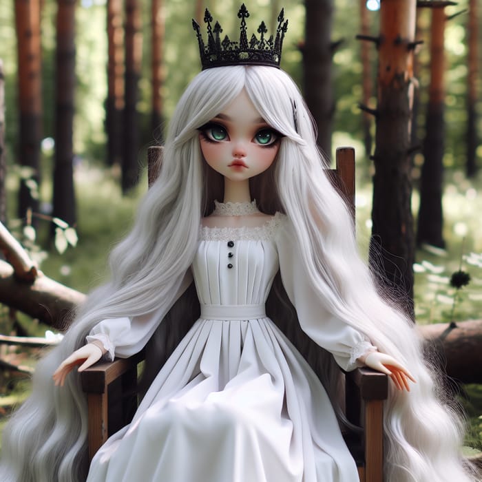 Enchanting Forest Queen with Emerald Eyes and White Hair