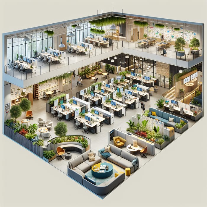 Modern Open Floor Plan Office Design | Collaborative Spaces & Quiet Zones