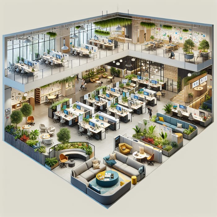 Modern Open Floor Plan Office Design Collaborative Spaces Quiet 