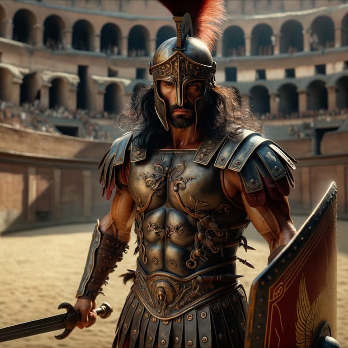 Gladiator Conqueror in Colosseum: Captivating Image