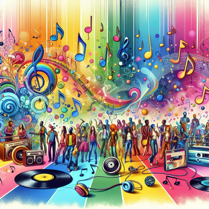 Vibrant Pop Music Celebration | Colorful Musical Imagery