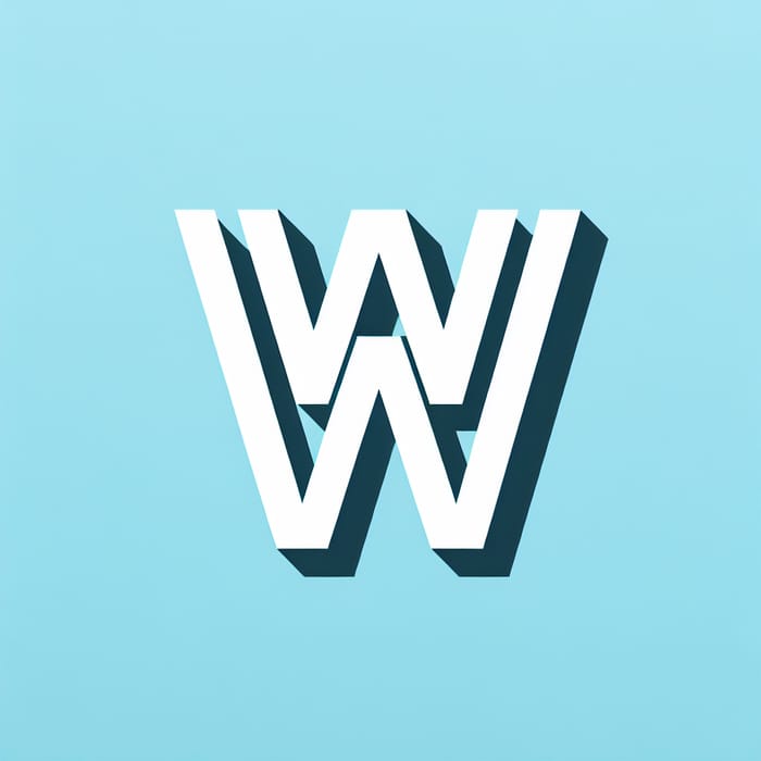 Modern W Letter Logo Design in White on Light Blue