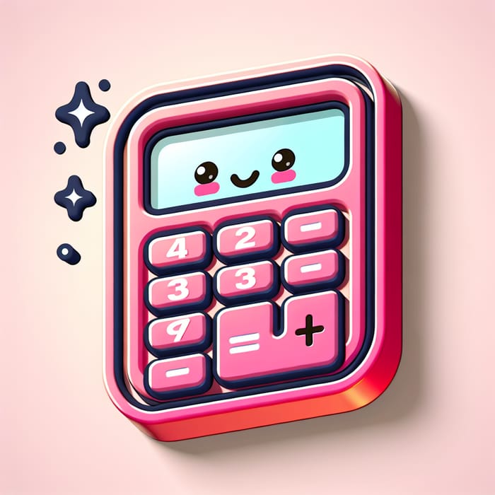 Pink Electronic Accounting Calculator Icon - 3D Pop Cute Design