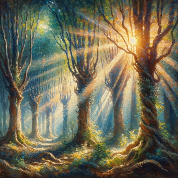 Mystical Forest: Ethereal Impressionist Nature Painting