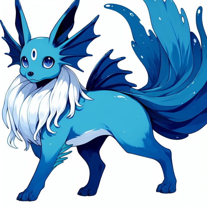 Vaporeon Creature: Sapphire-Blue Quadruped with Fish-Like Tail