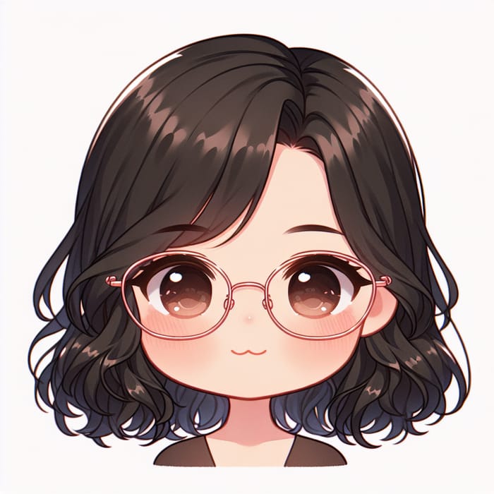 Anime Style Asian-European Girl with Chubby Cheeks & Rose Gold Glasses