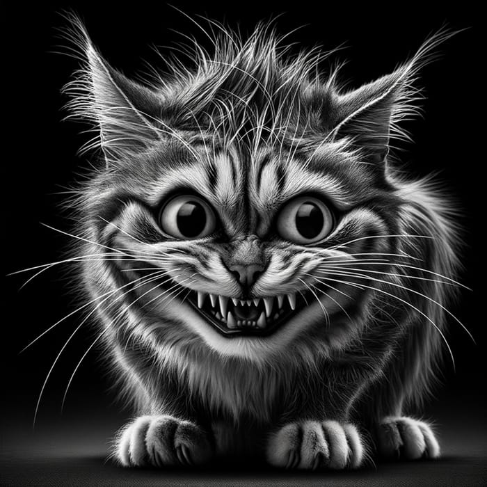 Disturbed Cat: Intense Gaze of a Psychopathic Feline