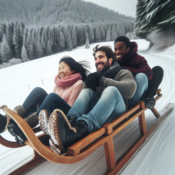 Exciting Sleigh Ride with Three Diverse Individuals