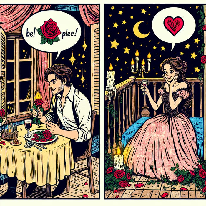 Romantic Comic Strip Love Story