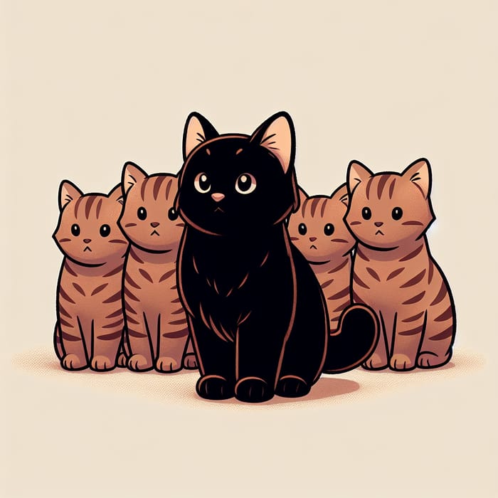 Cute Cats Group - Black and Brown with Soft Stripes
