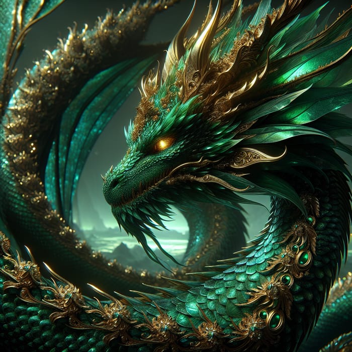 Emerald Dragon in Mythical Gold