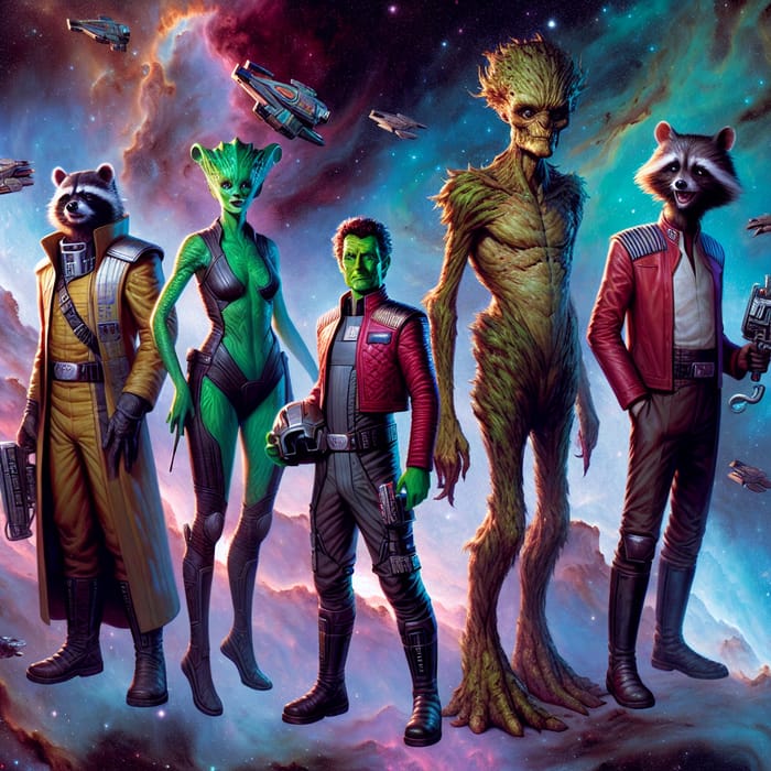 Guardians of the Galaxy in Nebula Setting