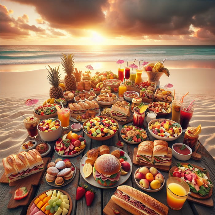 Delicious Beach Picnic with Fresh Food