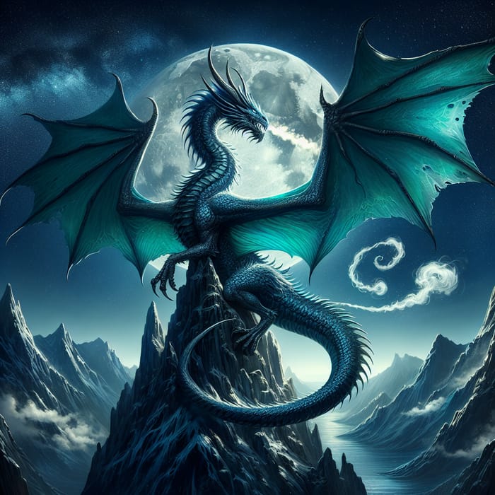 Majestic Dragon on Mountain Peak - A Mythical Creature of Power and Grace