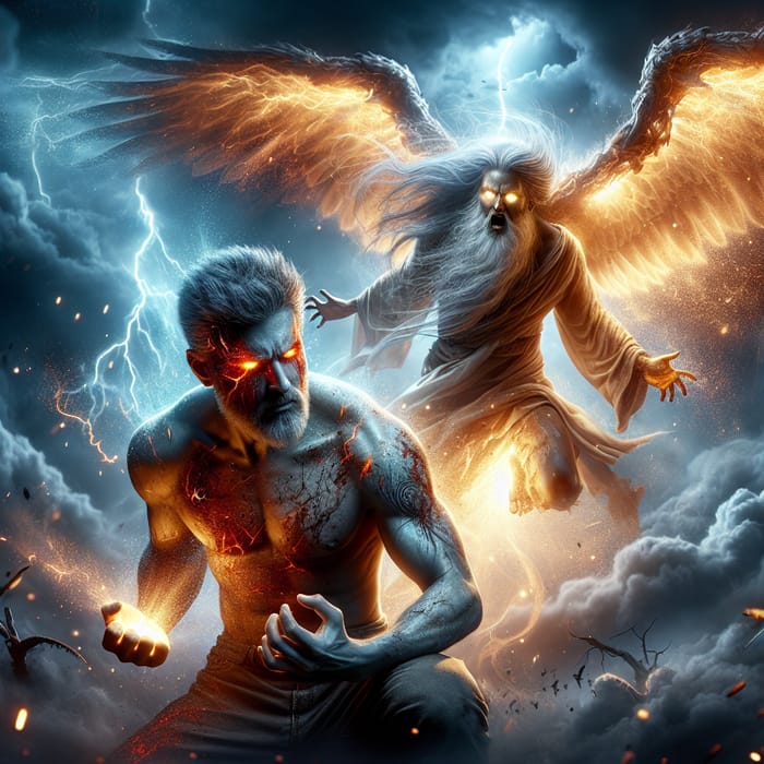 Intense Confrontation: Human Demon-Blood vs. Divine God
