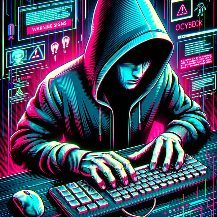 Neon Hacker Typing | Cyberpunk Digital Art - Cyber Awareness