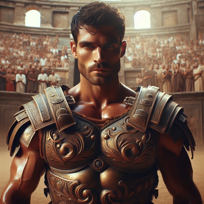 Detailed Image of a Roman Gladiator in Authentic Armor