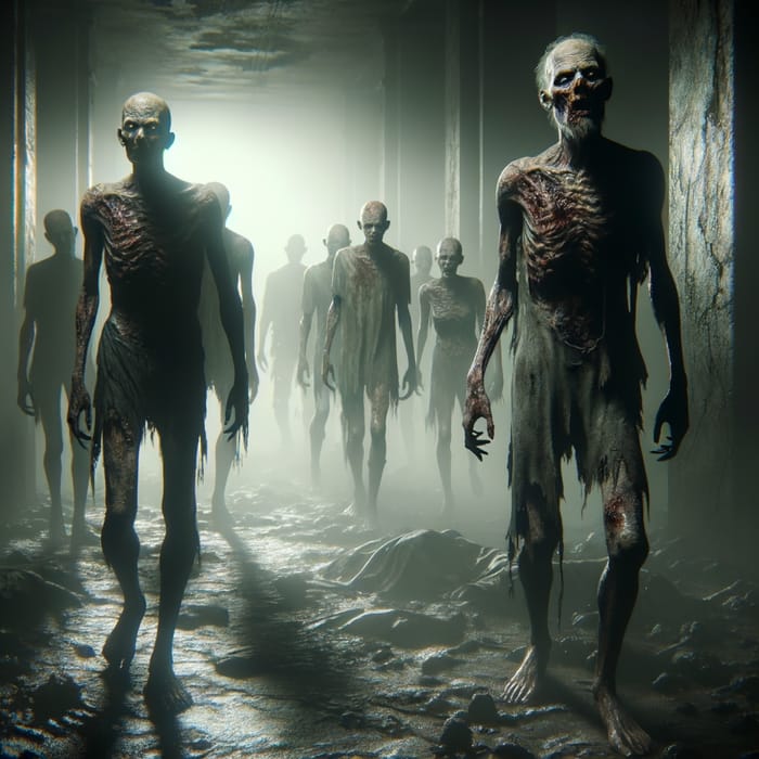 Creepy Zombie Horror Scene - Volumetric Lighting, Epic Details, 8k