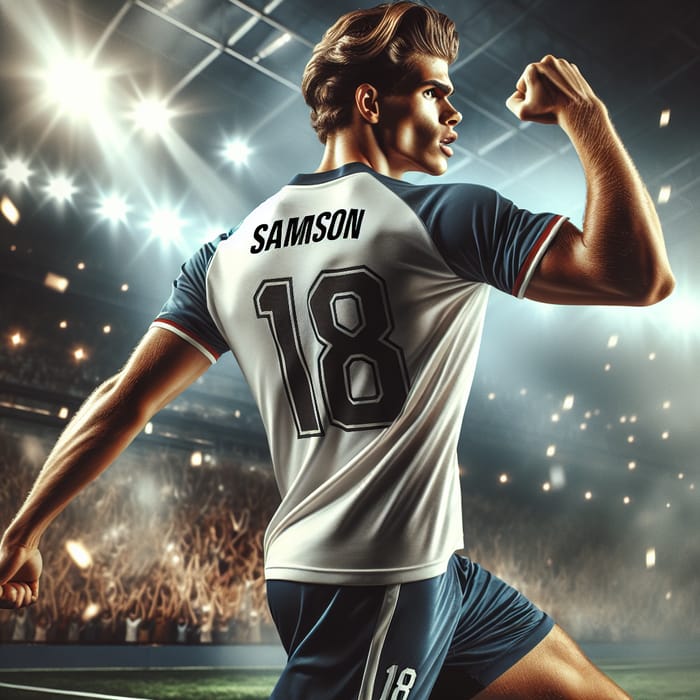 Energetic Footballer 'Samson' in 18 Barcelona Jersey