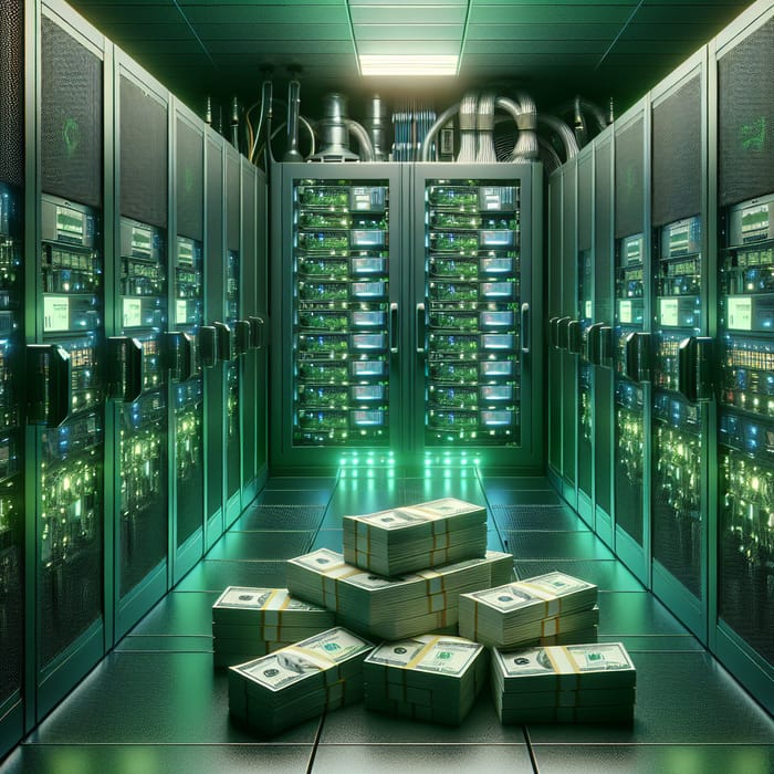 Money in Green Data Center Server Room
