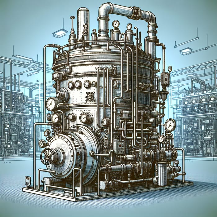 Rugged Industrial Boiler 2D Design Illustration